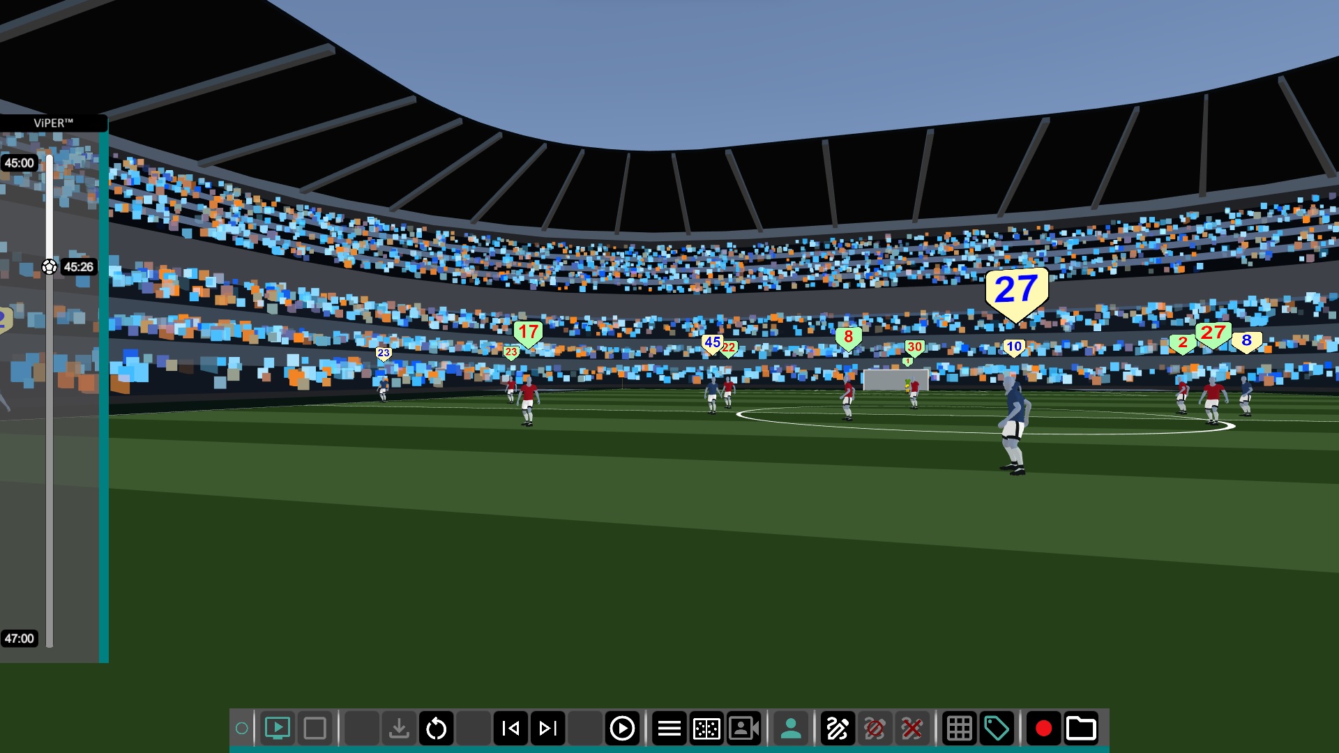 Player view on the soccer field